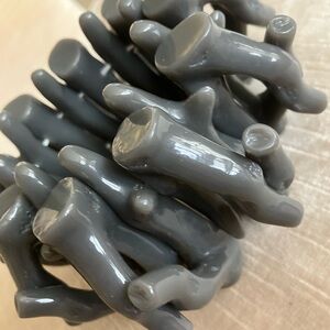 Huge, dark, gray, fake coral lucite resin chunky stretch bangle bracelet